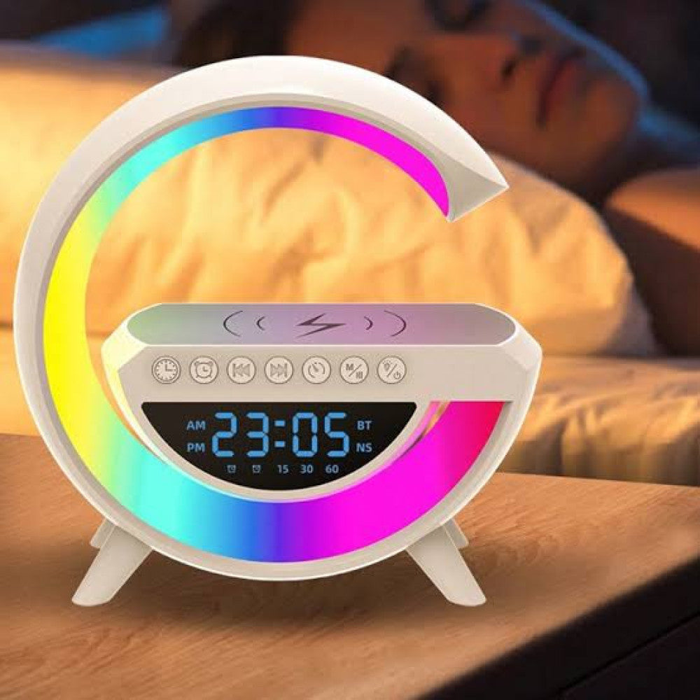 G LAMP G-SHAPE: RGB CLOCK LAMP & BLUETOOTH SPEAKER WITH WIRELESS CHARGING