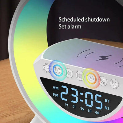 G LAMP G-SHAPE: RGB CLOCK LAMP & BLUETOOTH SPEAKER WITH WIRELESS CHARGING