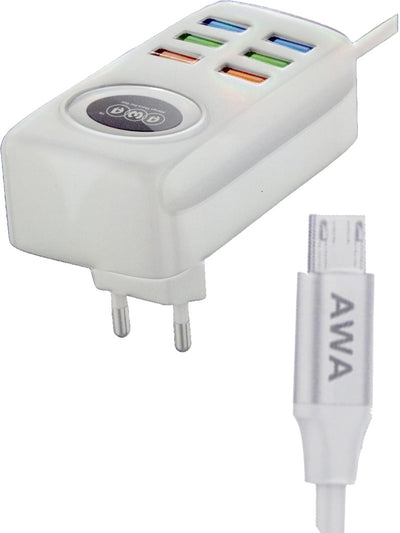 Micro Charger With 6 Extra USB Ports AWA-6 (6A)