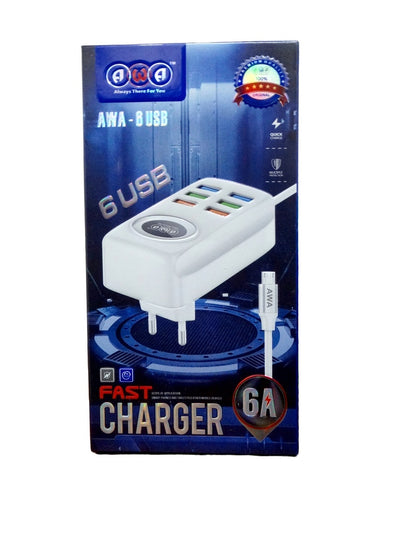 Micro Charger With 6 Extra USB Ports AWA-6 (6A)