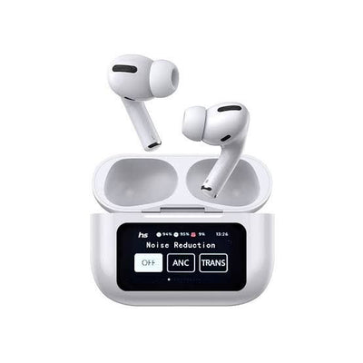 A9 Pro Touch Screen Airpods Pro | ANC/ENC Wireless Earbuds With Bluetooth 5.4 | LCD Display | Super Bass And Pop-Up Feature